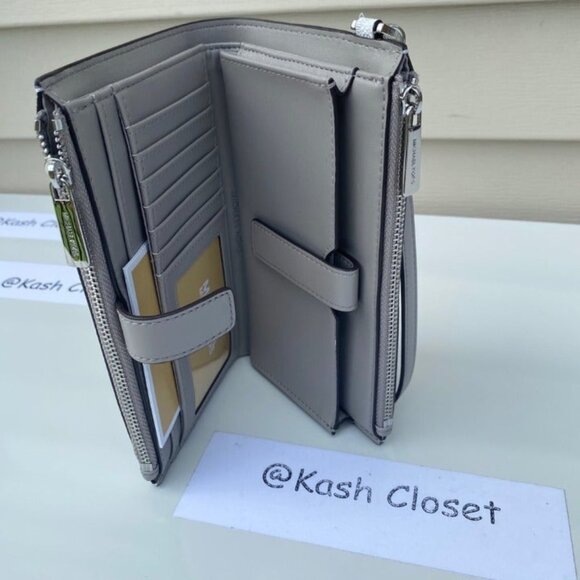 Michael Kors wristlet double zip wallet purse MK signature Bright White - Picture 5 of 7